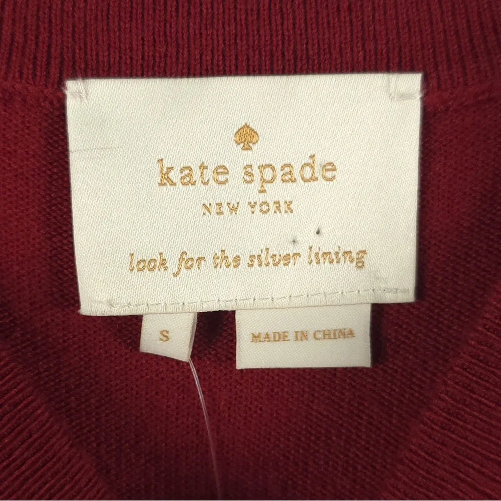 New Kate Spade New York WOOL Blend RussetRed Fringe Sweater Dress NJMU9336 SMALL